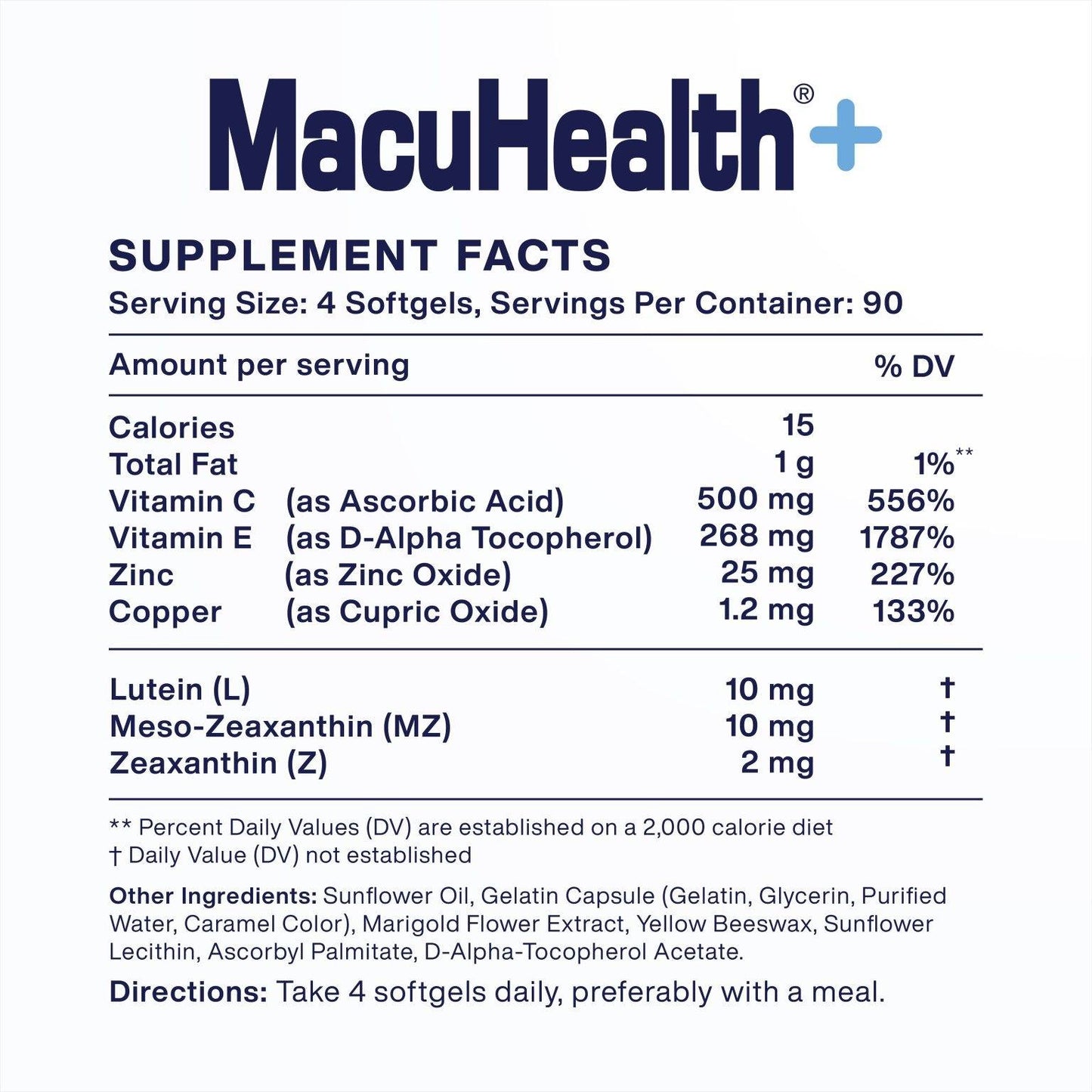 Macuhealth Plus+ Adult Eye Vitamin Supplement, 90 Day