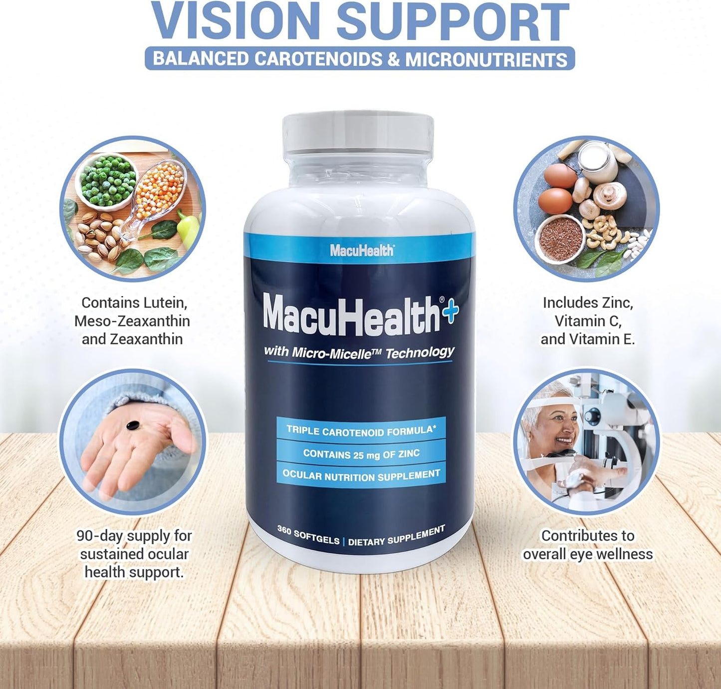 Macuhealth Plus+ Adult Eye Vitamin Supplement, 90 Day